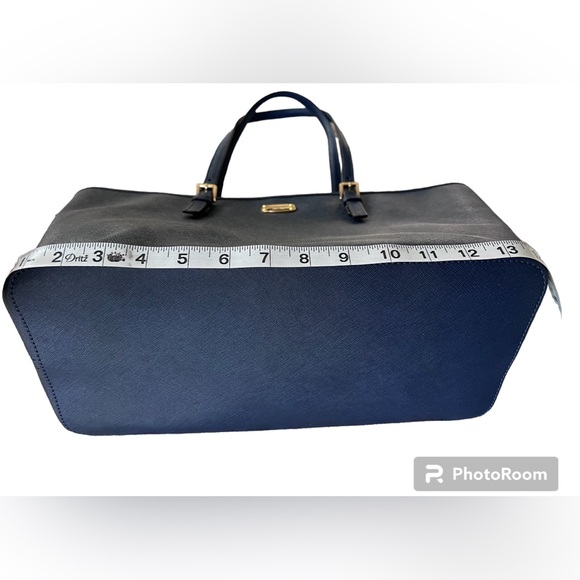 Michael Kors Navy Leather Jet Set Travel Large Carryall Tote Bag NEW! - Picture 8 of 10